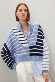 Cropped Striped Hampton Sweater by Staud