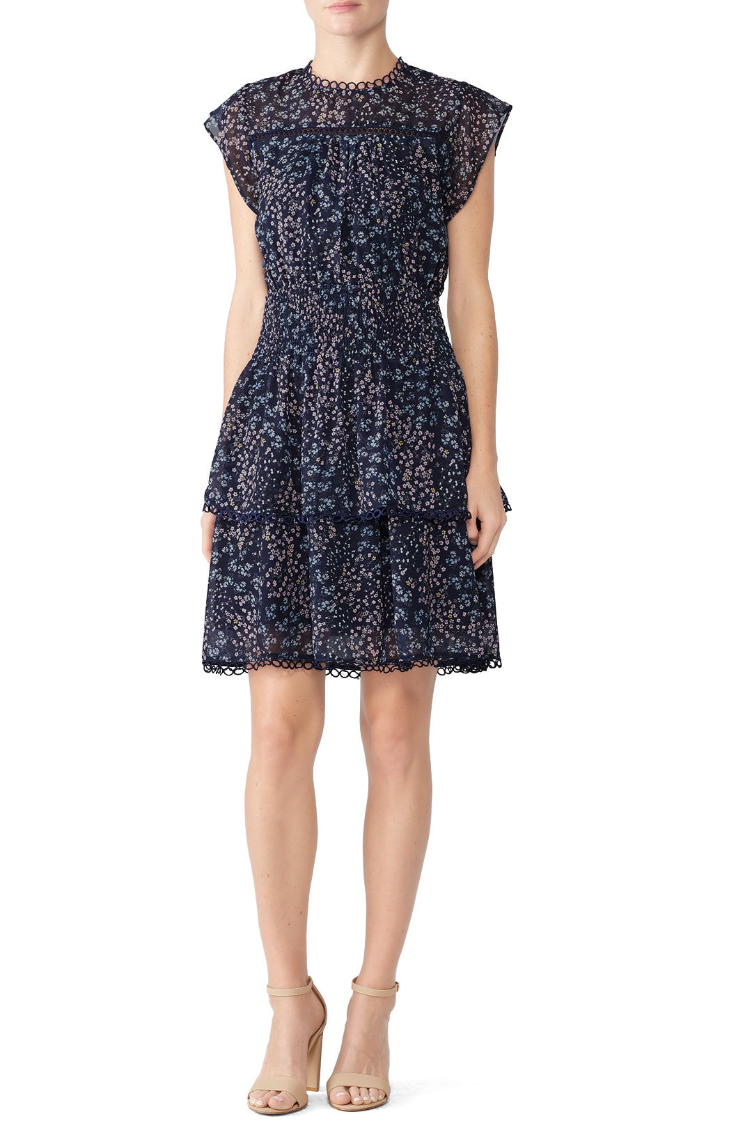 Navy Floral Tiered Dress by Slate & Willow 0
