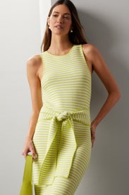 Striped Tie Front Midi Dress by Toccin