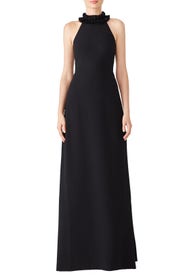 Black High Ruffle Gown by Trina Turk