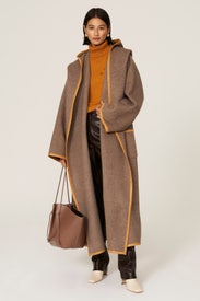 Hooded Wool Wrap Coat by Tory Burch