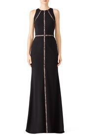 Black Insert Lace Gown by Adrianna Papell