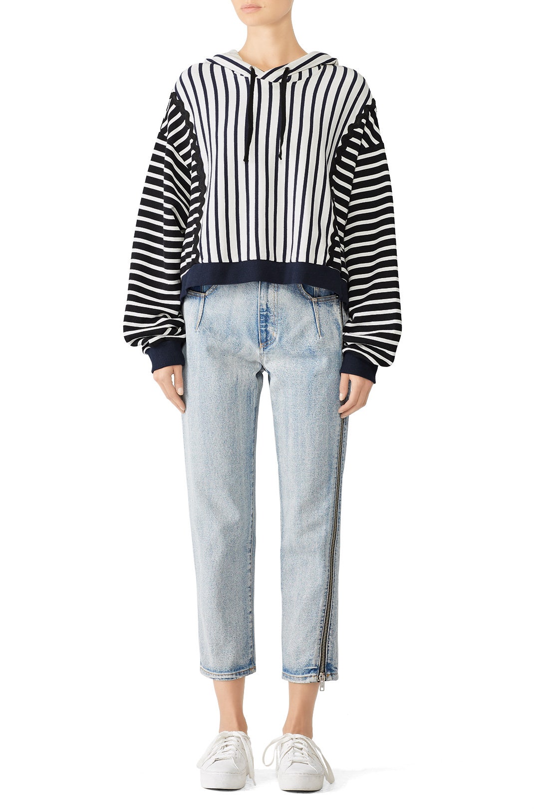 Zig Zag Stripe Hoodie by SIMKHAI 0