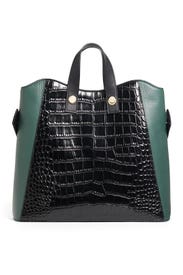 Black Croc Friday Shopper Tote by Lizzie Fortunato