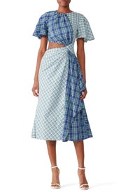 Plaid Asymmetric Cutout Dress by Prabal Gurung