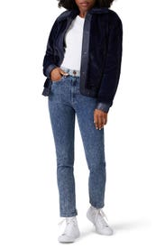 Navy Faux Shearling Jacket by Avec Les Filles