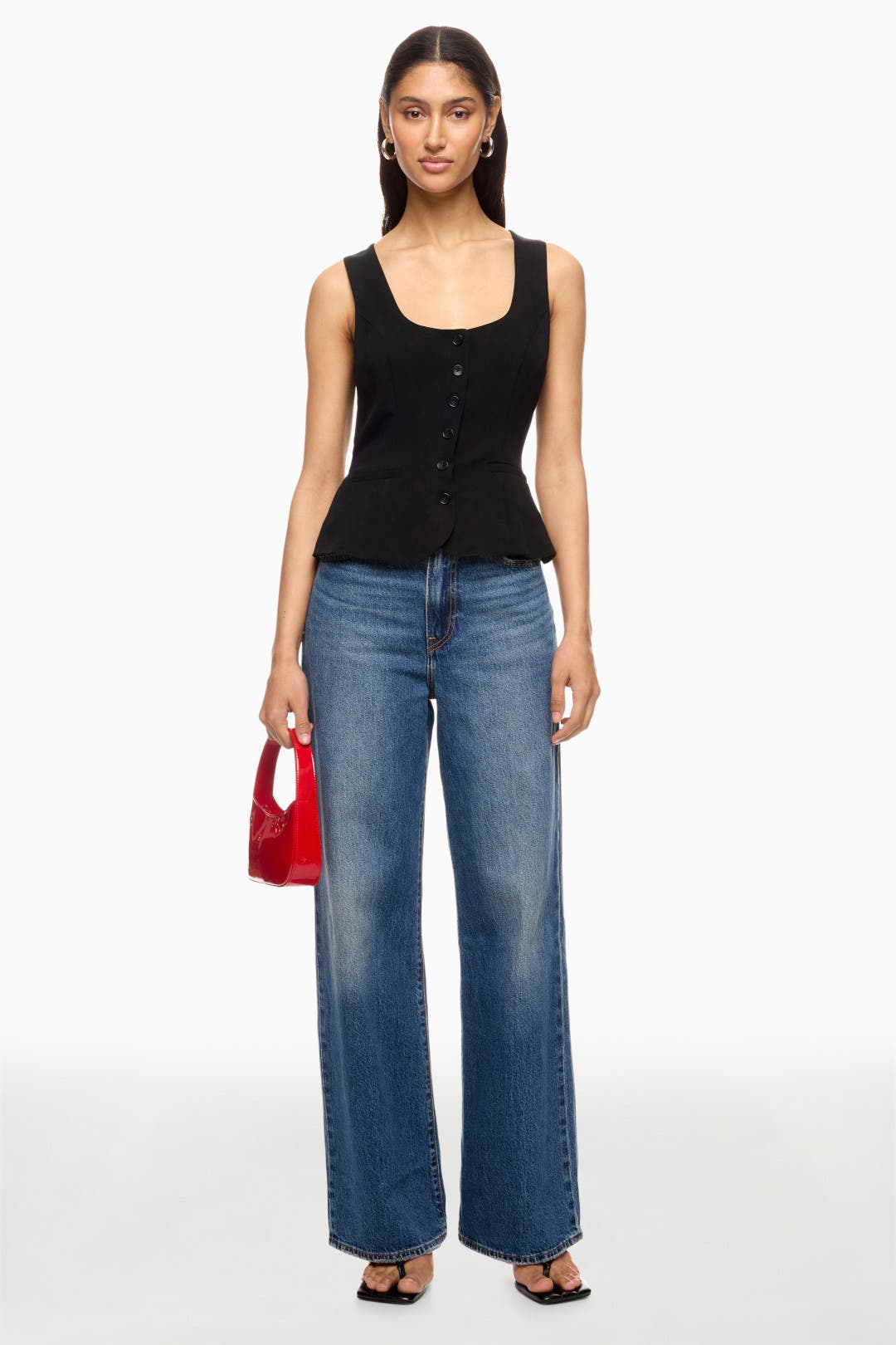 Dark Rinse Ribcage Wide Leg Jeans by Levi's | Rent the Runway