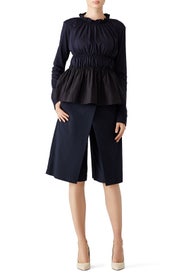 Black Pleated Ruffle Top by Marni