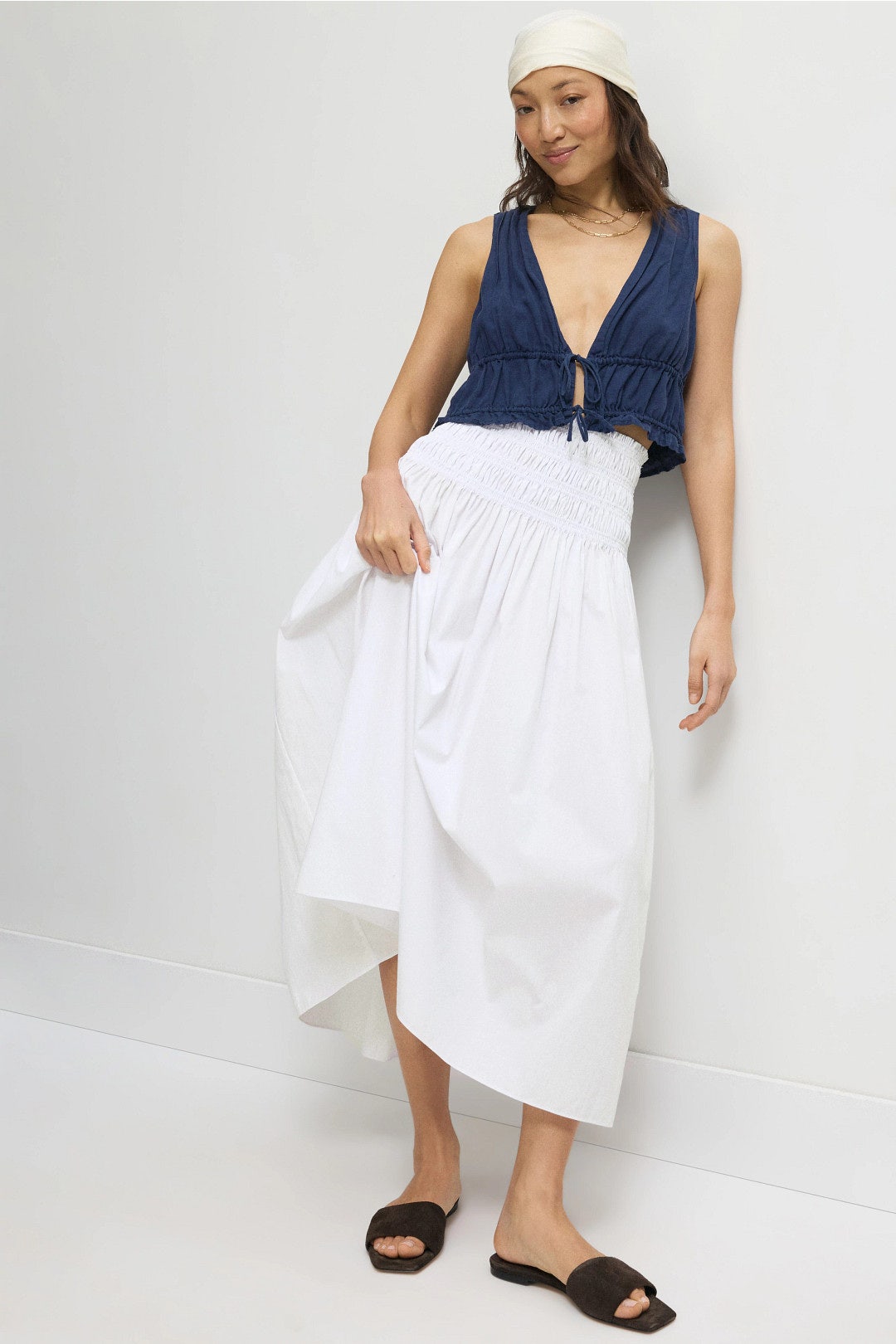 Cotton Smocked Skirt by NAADAM 0