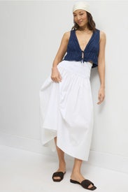 Cotton Smocked Skirt by NAADAM