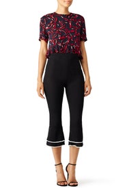 Black Ruffle Piping Pant by PIAMITA