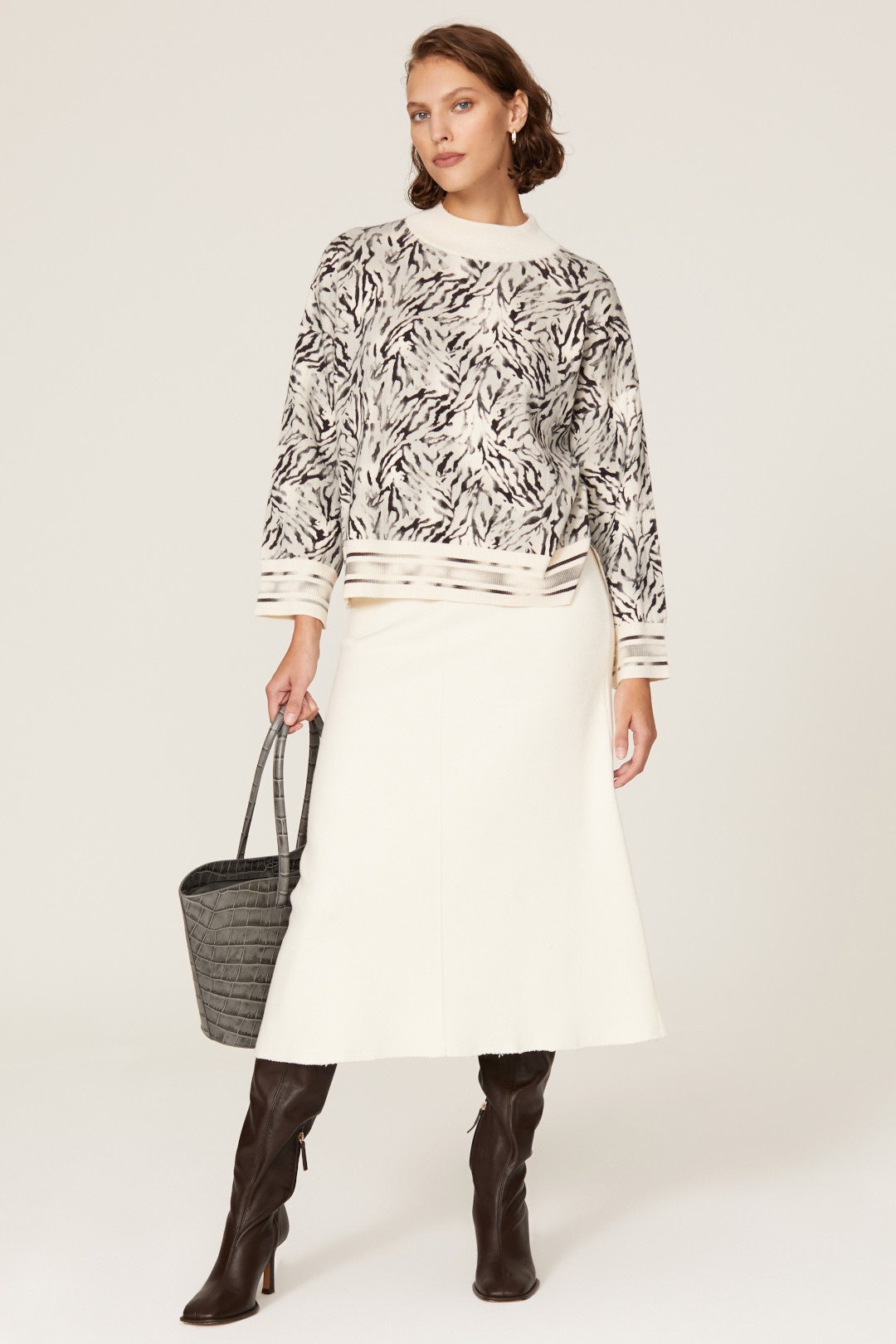 Printed Mock Neck Sweater by Victor Alfaro x RTR 0