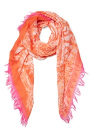 Coral Zebra Fringe Scarf by Echo Accessories