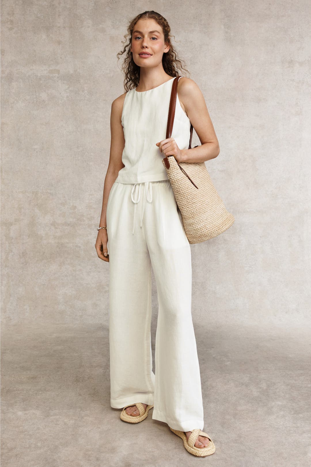 Birdie Linen Wide Leg Trouser by French Connection | Rent the Runway