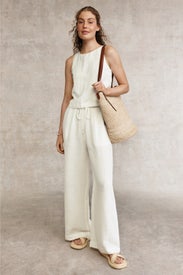 Birdie Linen Wide Leg Trouser by French Connection