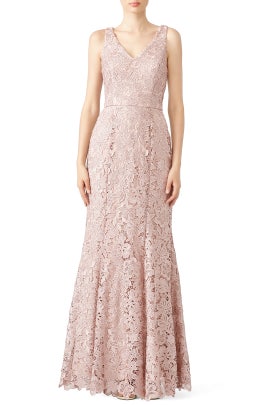 Blush Floral Lace Gown by JS Collection