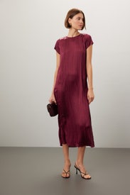 Short-Sleeve Slip Midi Dress in Plissé by Madewell