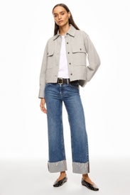 Rosie High Rise Wide Leg Raw Hem Jeans by Hudson