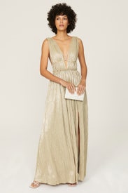 Gold Plisse Gown by SIMKHAI