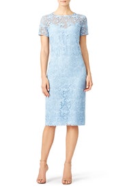 Ice Blue Guipure Lace Dress by Nina Ricci