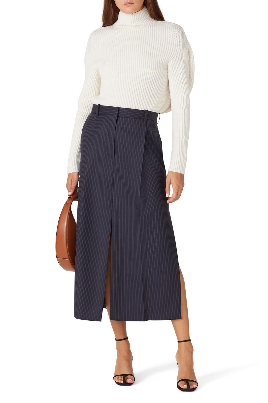 玲奈1322 White Ribbed Turtleneck by Nina Ricci | Rent the Runway