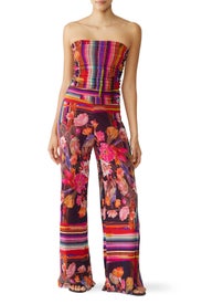 Cactus Strapless Wide Leg Jumpsuit by Fuzzi