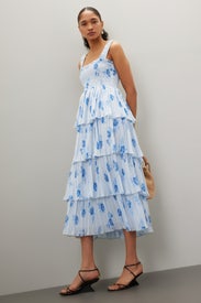 Pleated Georgette Smock Midi Dress by GANNI