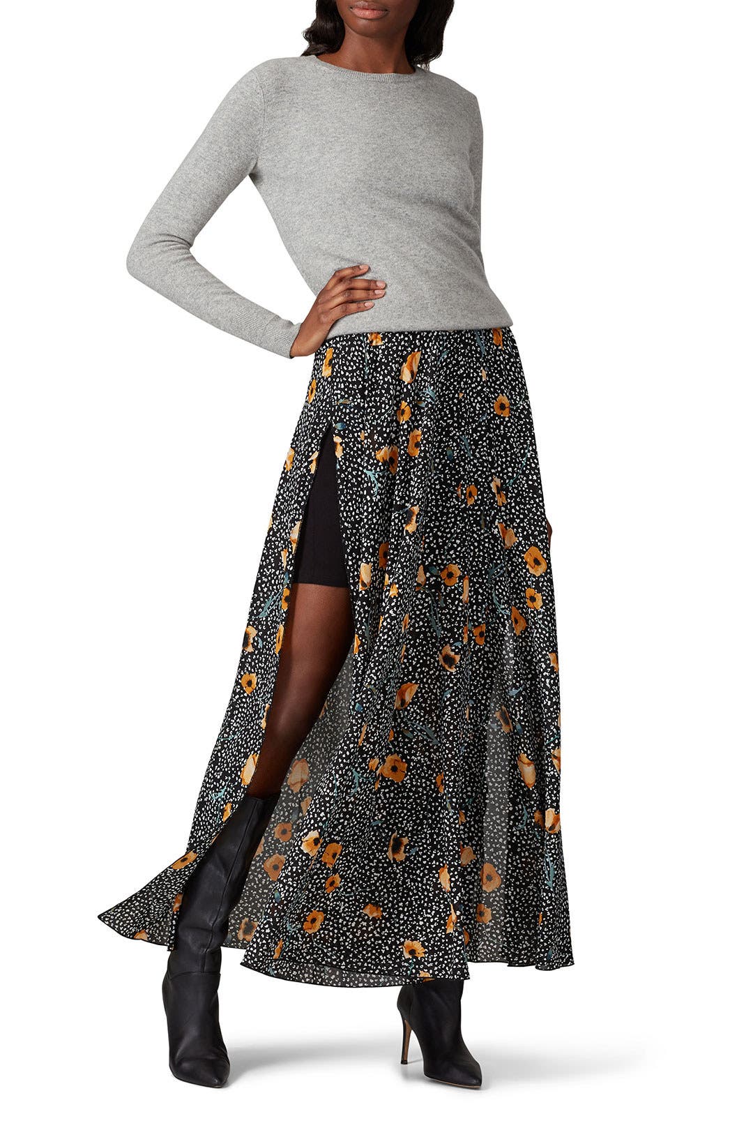 【PORTERNA】Raygle Dot Mid Length Skirt Polka Dot Floral Skirt by Great Jones | Rent the Runway