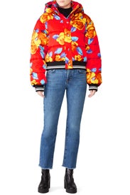 Cropped Floral Puffer Jacket by MSGM