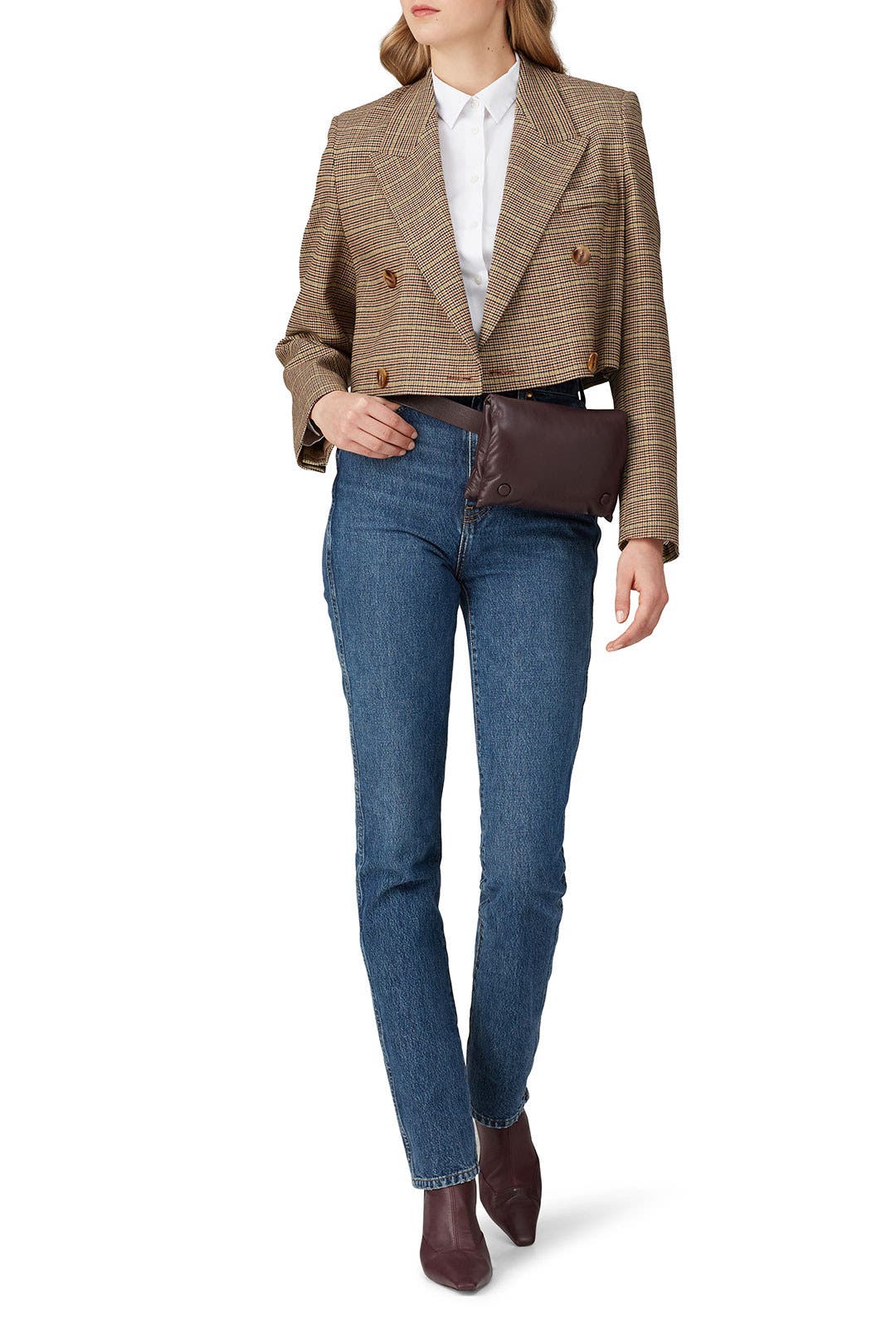 Plaid Moscot Cropped Blazer by Nanushka | Rent the Runway