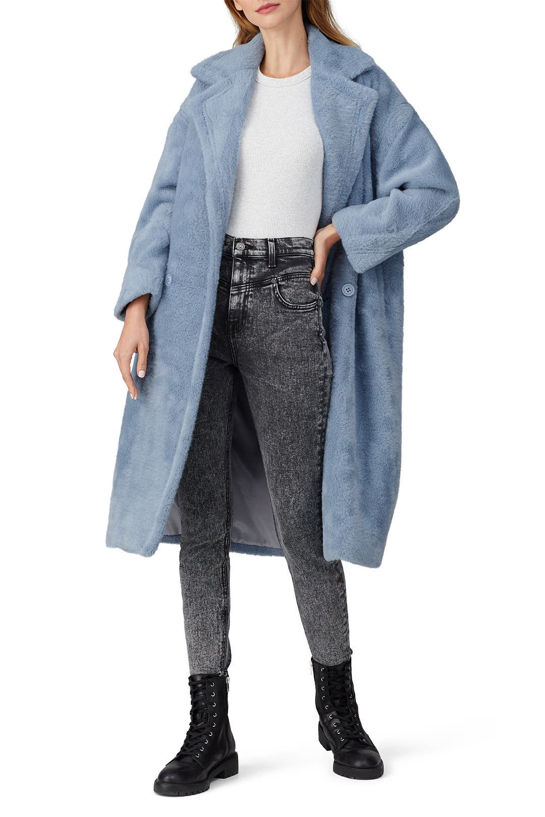 Blue Estelle Faux Fur Coat by NOIZE | Rent the Runway