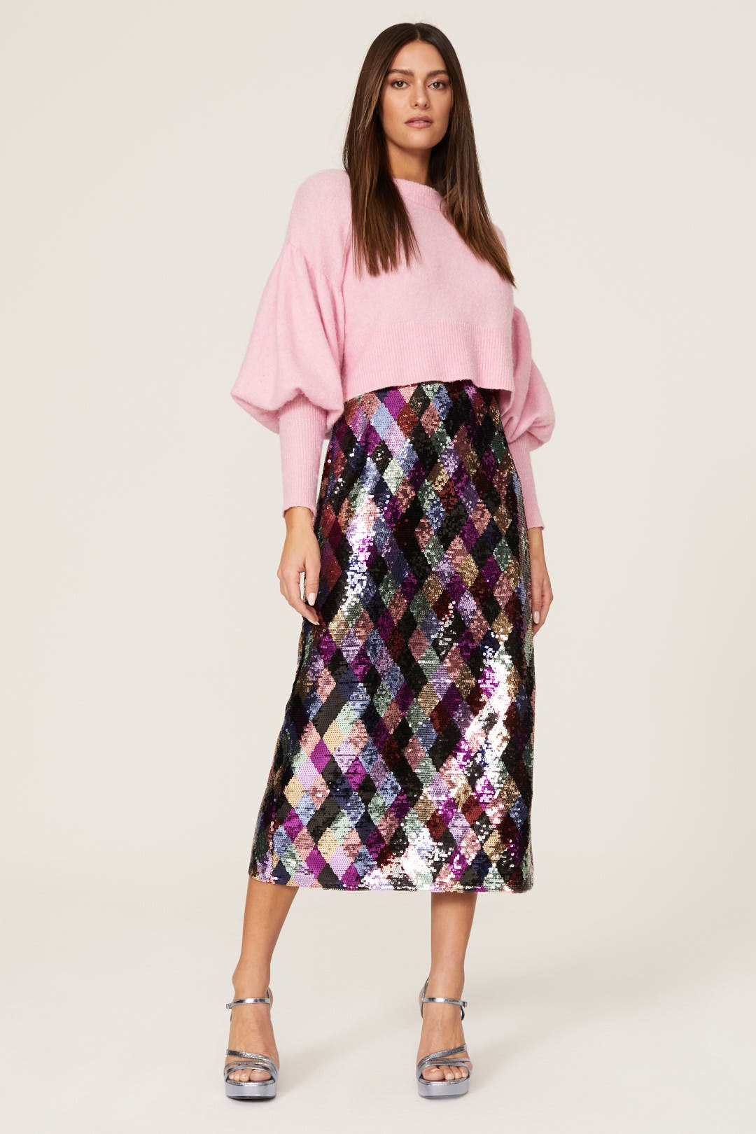 Kelly Diamond Sequin Skirt by Rixo | Rent the Runway