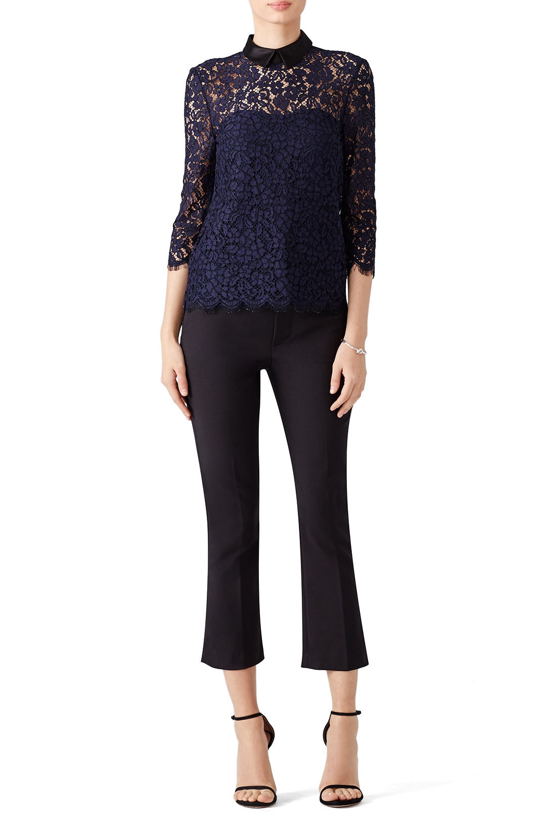 Navy Oliver Lace Top by Rachel Zoe 0