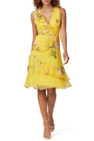 Yellow Ruffle Dress by Adrianna Papell