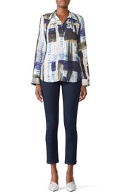 Printed Open Placket Shirt by Fifteen Twenty