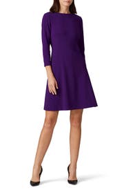 Purple Three Quarter Sleeve Dress by Lauren Ralph Lauren