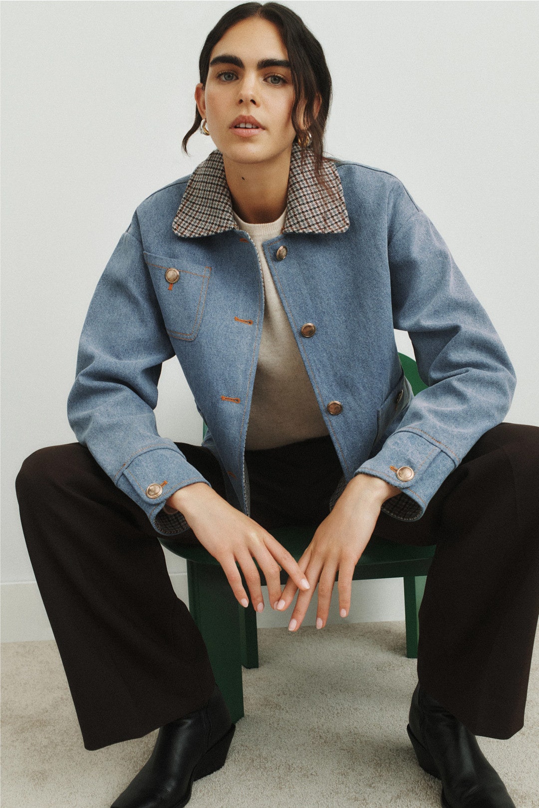 Light Blue Denim Jacket With Contrast Collar by Sandro 0