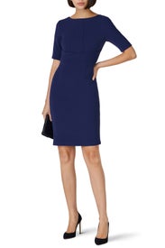 Navy Boat Neck Sheath by Toccin