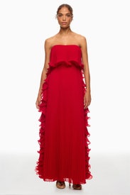 Pleated Ruffle Gown by Badgley Mischka