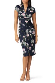 Navy Floral Faux Wrap Dress by Great Jones