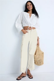 Mia Broderie Wide Leg Jeans by Joe's Jeans