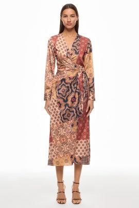 Eliza Patchwork Wrap Dress by MISA Los Angeles