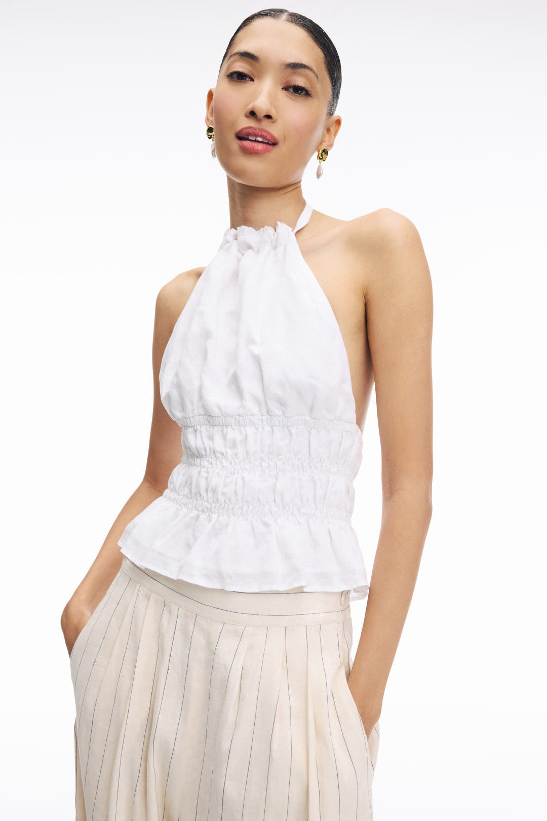 smocked halter top