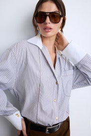 Kelly Striped Collared Shirt by Sandro