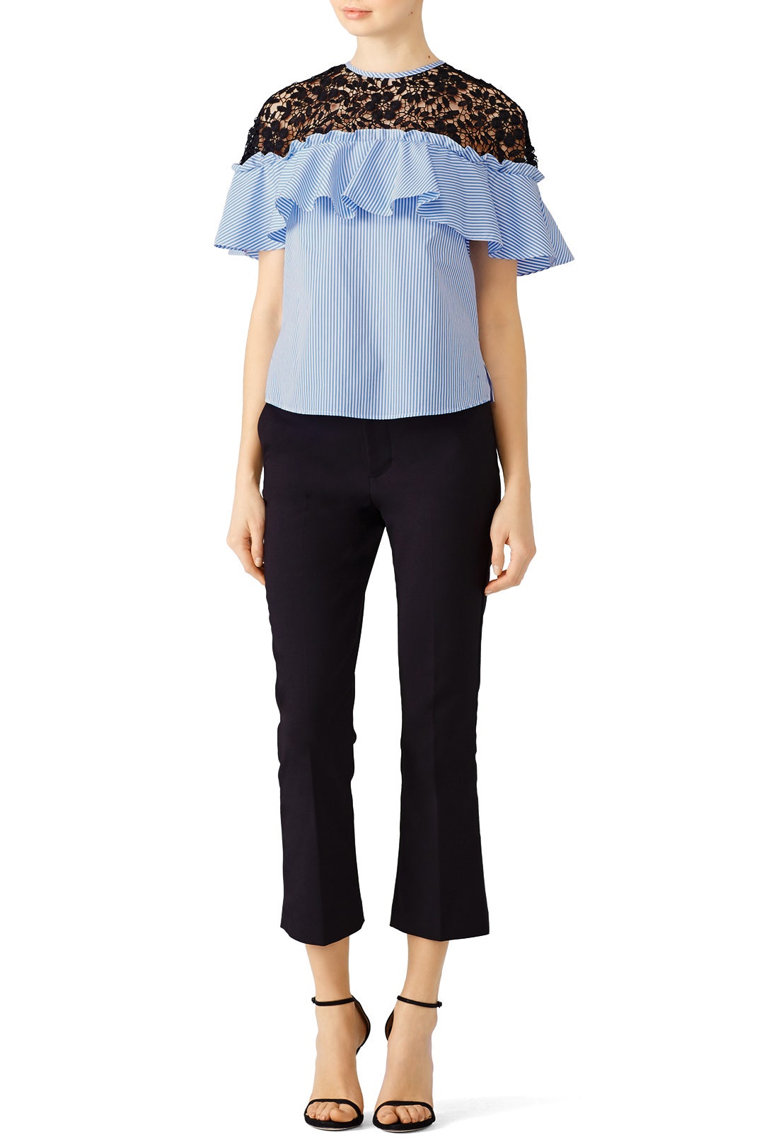 Blue Striped Poplin Top by Slate & Willow 0