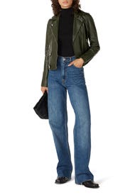 Olive Leather Moto Jacket by Slate & Willow