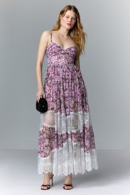 Printed Lace Inset Gown by Badgley Mischka