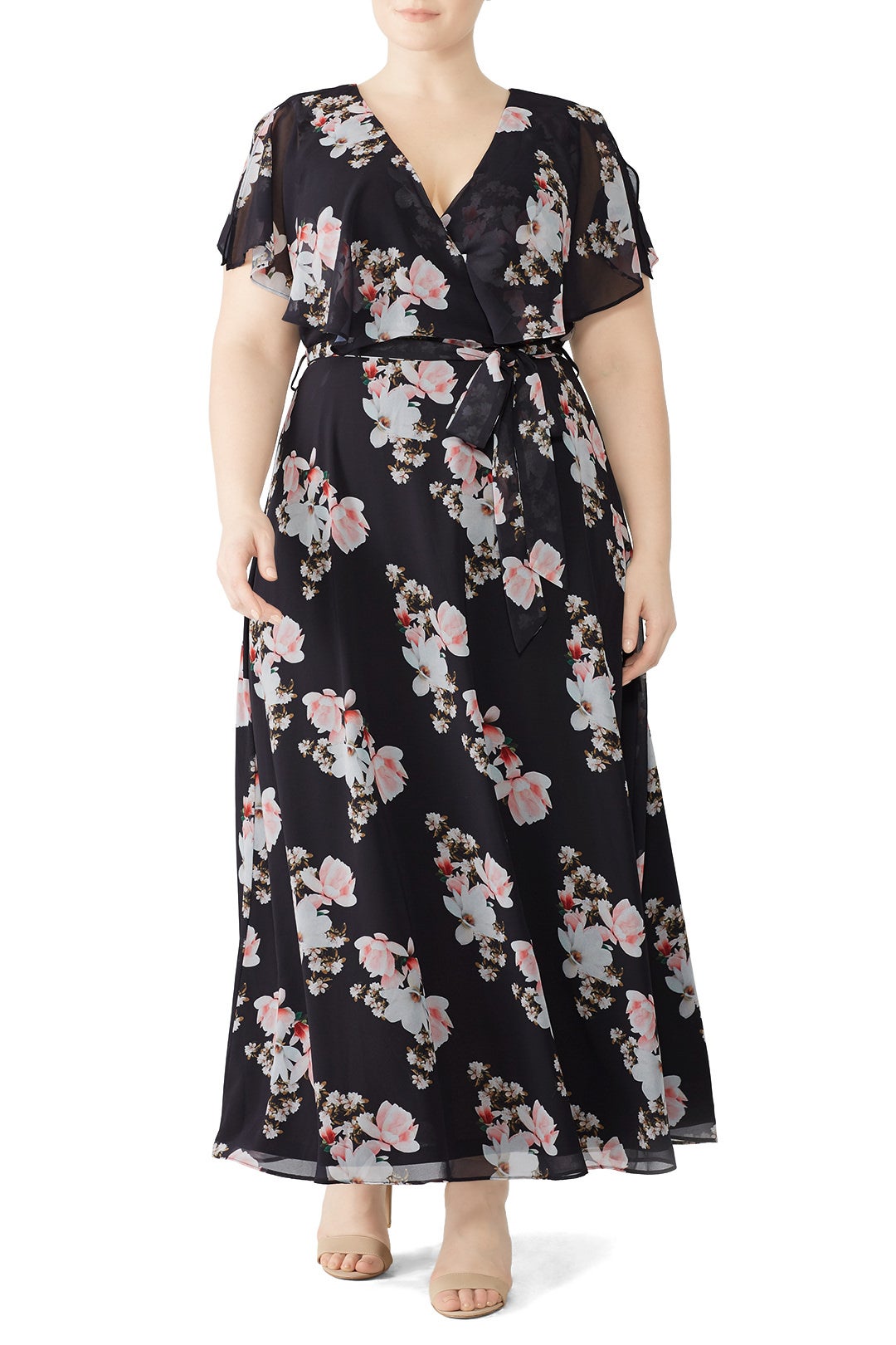 Black Floral Printed Maxi by City Chic 0