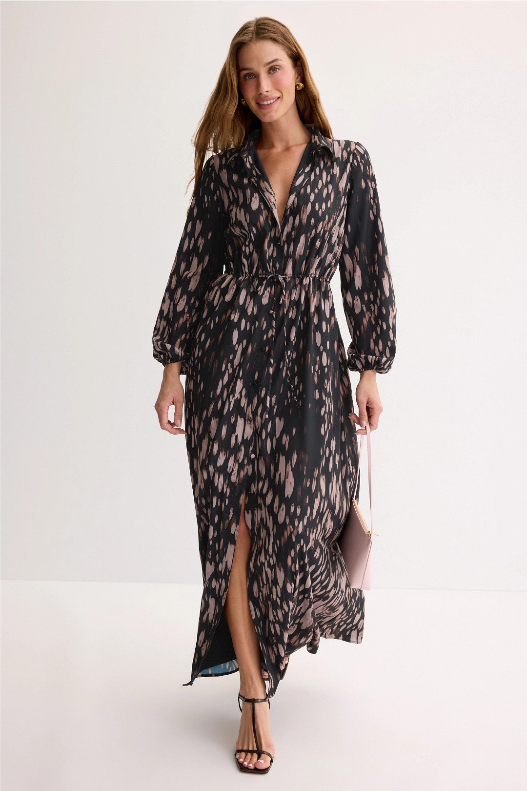 Watercolor Animal Print Shirt Dress by Hutch 0