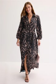 Watercolor Animal Print Shirt Dress by Hutch